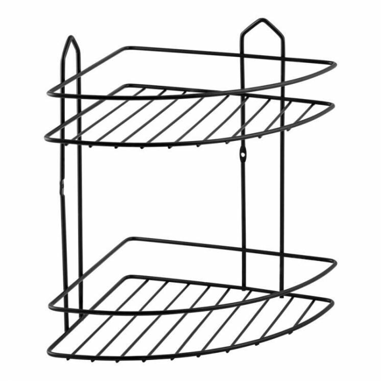 Полочка для ванной комнаты угловая 2-х ярусная SW 285х220х220 мм черна
