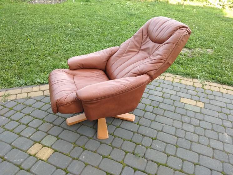 Кресло кожаное реклайнер, релакс, раскладное для отдыха, офисное, стул